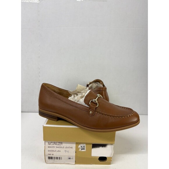 Naturalizer Women's Macey Slip-On Brown Loafers/Flats In Saddle Leather Sz 9.5M - Picture 1 of 8